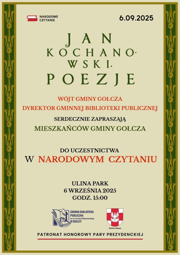 Narodowe Czytanie w Gminie Gołcza!